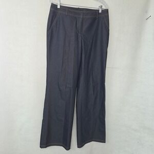 Doncaster Collection Wide Leg Pants‎ Womens 8 Dark Indigo Stretch Dress Denim